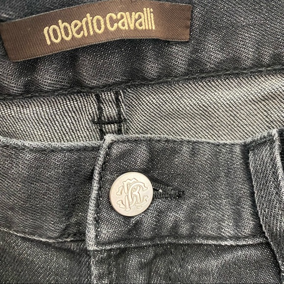 New mens Roberto Cavalli black jeans slim fit embroidered pocket - Picture 11 of 11